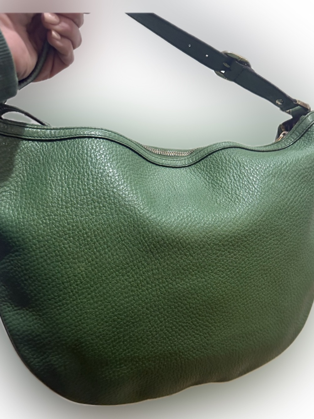 Gucci Web Blondie Green Pebbled Leather Hobo Bag Gold Hardware - Picture 5 of 11